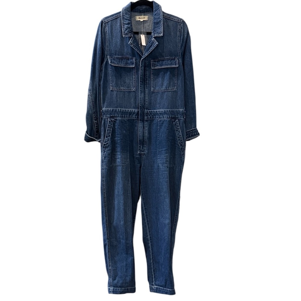 Madewell Signature Dark Denim Zip Front Coverall  Jumpsuit NWT